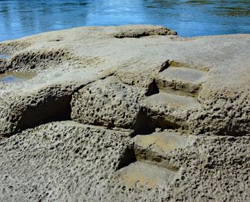 Steps for navigating over the slippery rocks