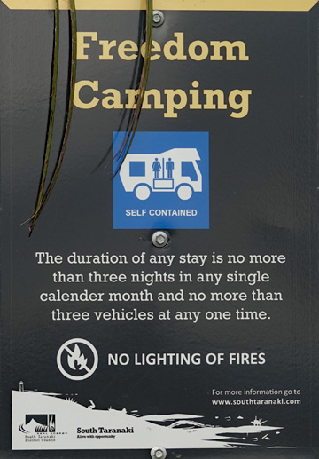 Freedom camping sign