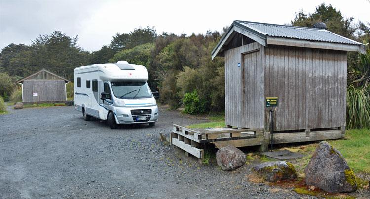 Campsite parking and toilet