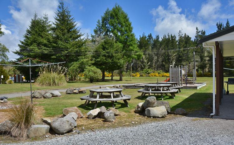Camp BBQ area and parking