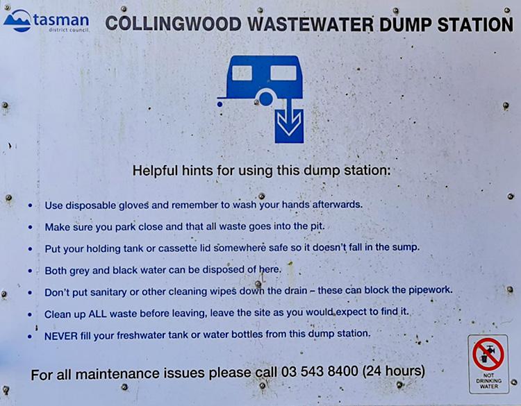 Dump station sign