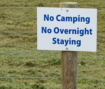 No overnight camping sign