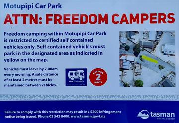 Freedom camping sign