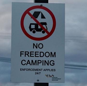 No Freedom Camping sign
