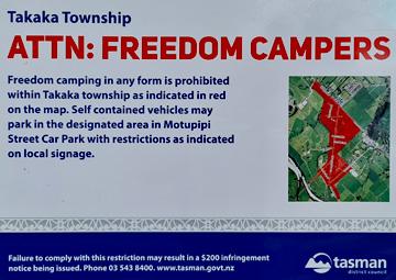 Freedom camping sign