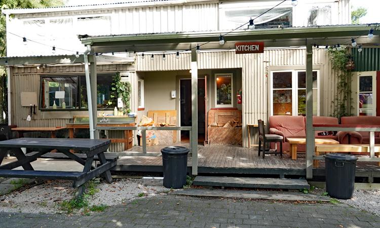 The kitchen complex and outdoor dining area