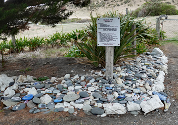 Entrance to Chancet Park - with message stones that other campers have left