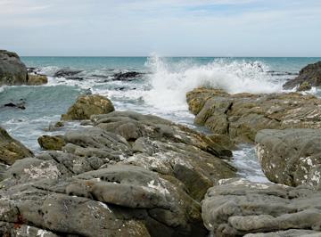 Wild waves on a rocky beach