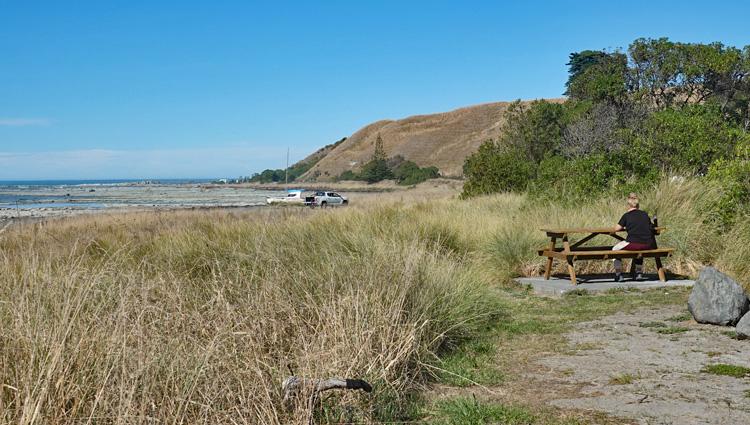 Picnic table overlooking the harbour