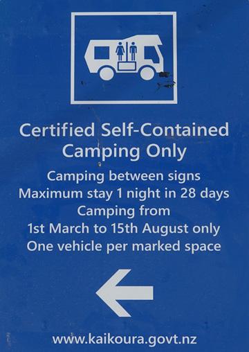 Certified Self-Contained Camping sign