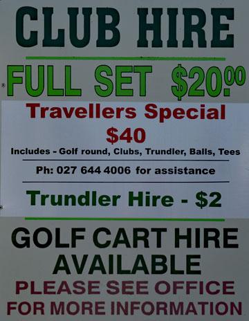 Club hire sign