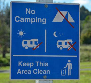 No camping sign