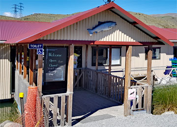 Entrance to the cafe and salmon farm