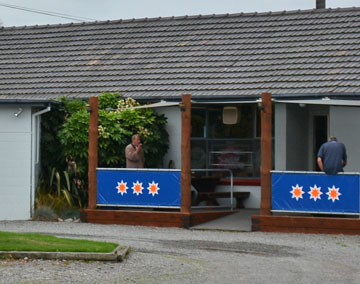 Pub entrance and office