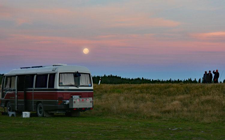 Moonrise as we were finding a place to park