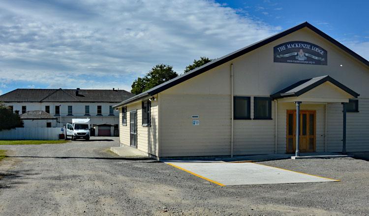 View of the parking area from the road