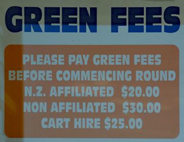 Green fees sign