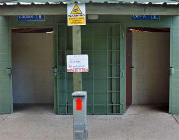 The self-registration an honesty box in front of the public toilets