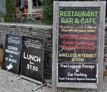 Restaurant signs at entrance