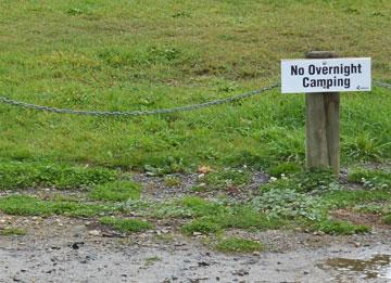 No Overnight Camping sign