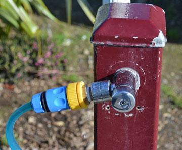 Push-button fresh water tap