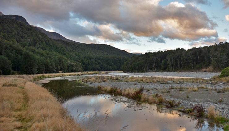 Sunset reflected in the Eglinton River