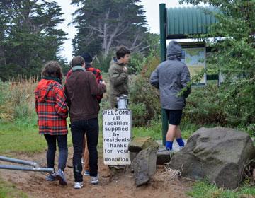 Trampers about to walk the track around the coast