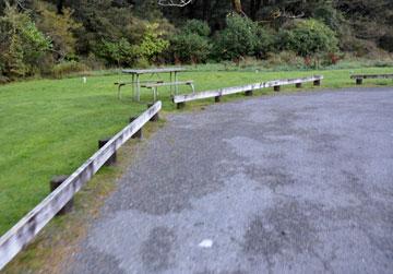 Parking area with picnic table