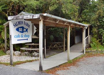 Walkway over the river to the cafe