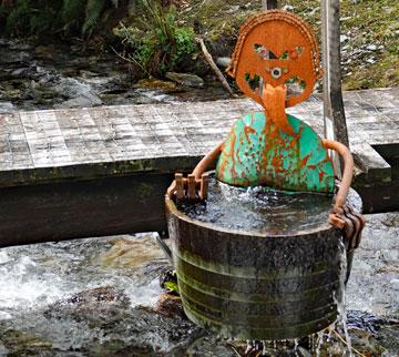 Quirky water feature at the entrance