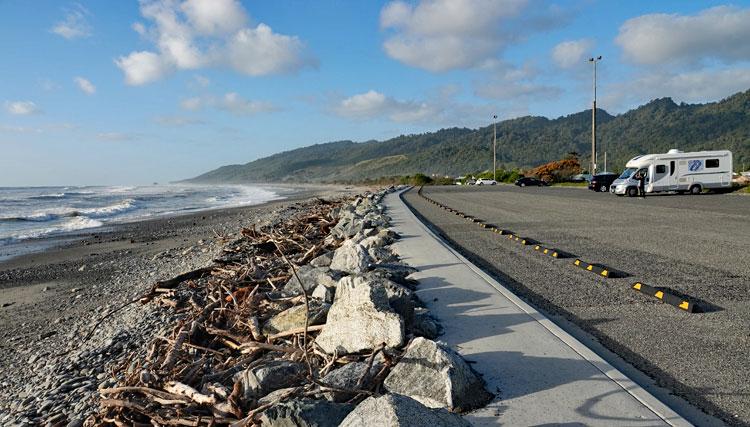 Huge parking area along the beach front