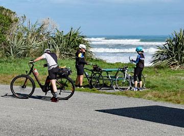 Cyclists stopping for a quick break