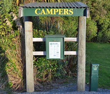 Campsite registration and honesty box