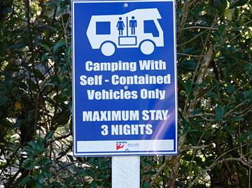 Freedom camping sign