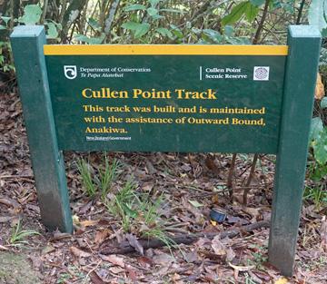 Cullen Point Track sign