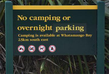 No camping sign