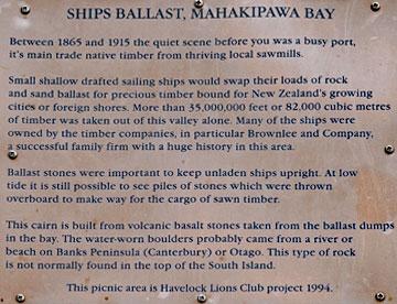 Ships ballast sign and history of the bay