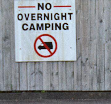 No overnight camping