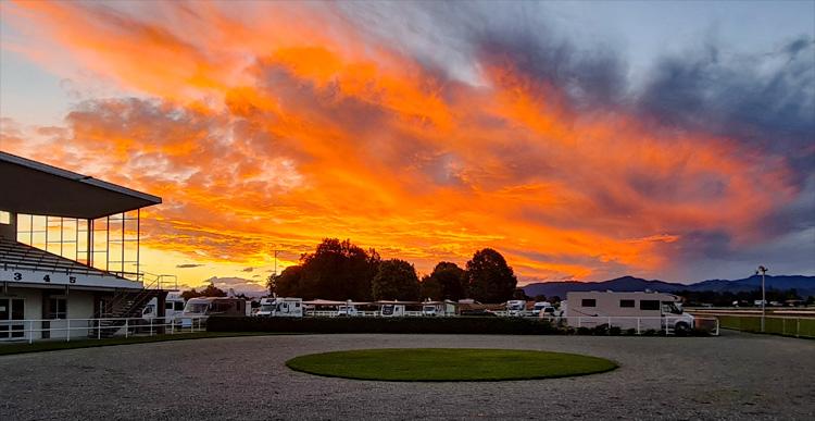 Stunning sunset over the racecourse parking