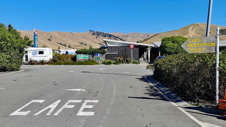 Entrance to the motorhome parking and cafe