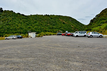 Large gravel parking area