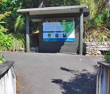 Noticeboard with interesting facts about the reservoir