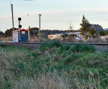 The railway line running past the reserve