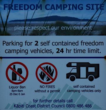 Freedom camping sign