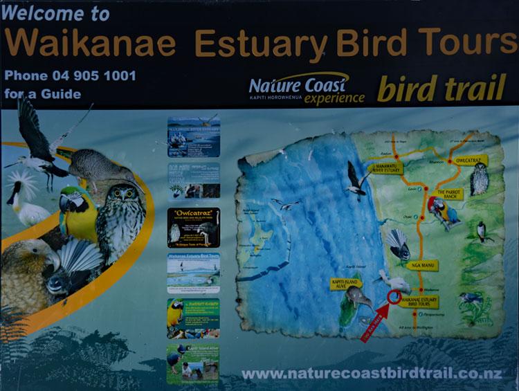 Estuary bird tours sign
