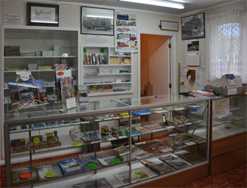 The reception desk at the museum entrance