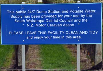 Dump station sign