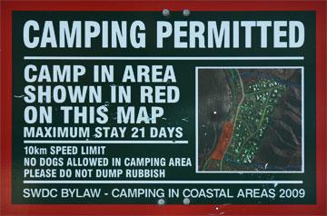 Camping Permitted sign