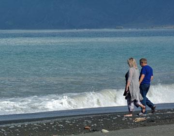 Walking along the beach