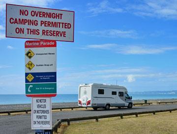 No overnight camping sign